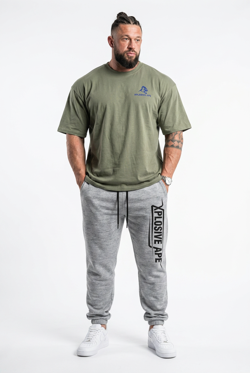 XAPE Futuristic Tee & Strike Joggers Combo - Sage/Sports Grey