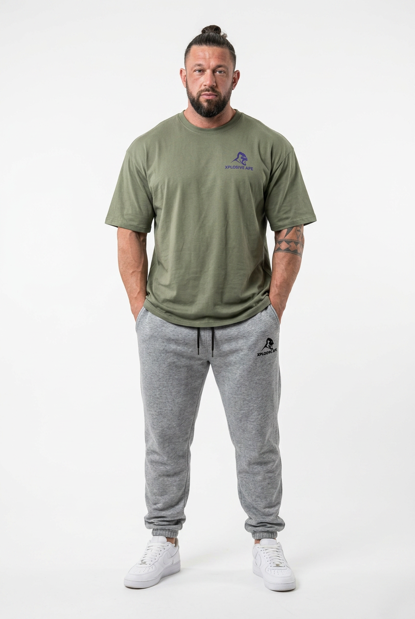 XAPE Futuristic Tee & Prime Joggers Combo - Sage/Sports Grey