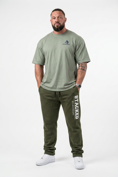 XAPE Futuristic Tee & Stacked Joggers Combo - Sage/Khaki