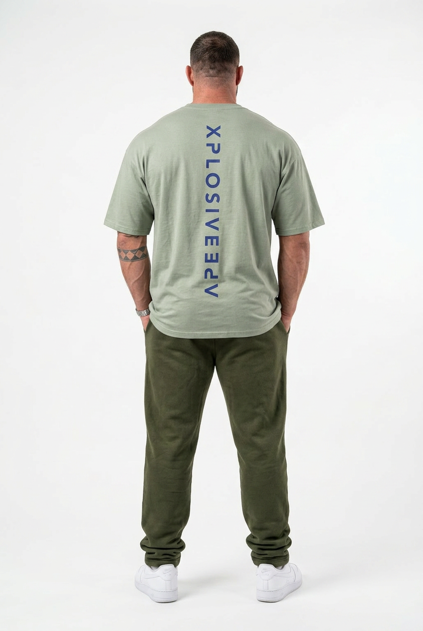 XAPE Futuristic Tee & Stacked Joggers Combo - Sage/Khaki