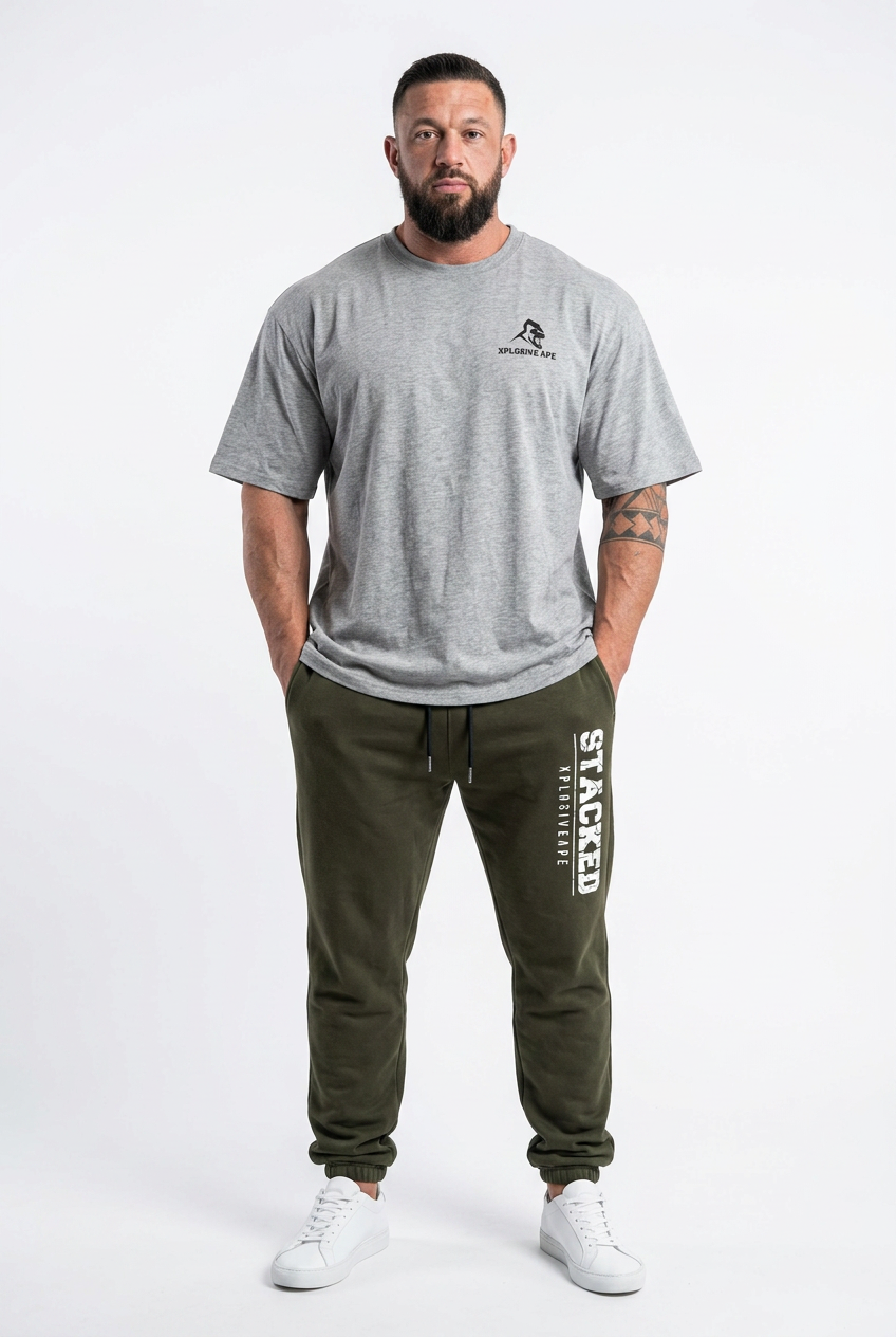 XAPE Evolution Tee & Stacked Joggers Combo - Sports Grey/Khaki