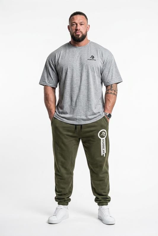 XAPE Essential Tee & Panelled Joggers Combo - Sports Grey/Khaki