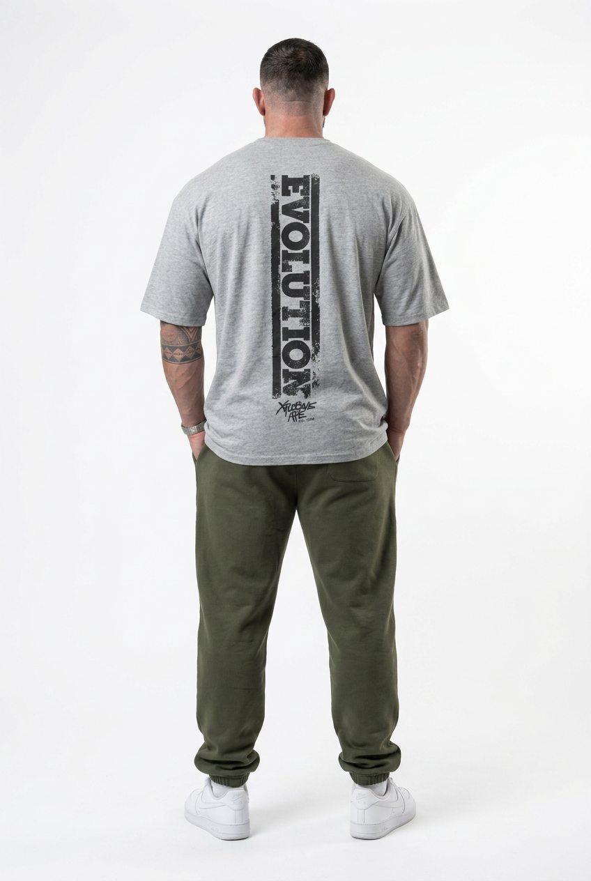 XAPE Evolution Tee & Panelled Joggers Combo - Sports Grey/Khaki