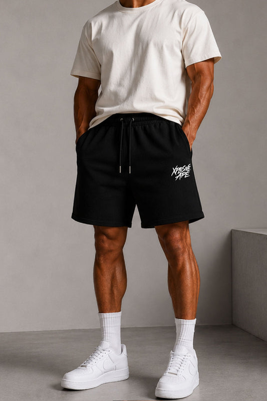 XAPE Brush Script Oversized Shorts - Black