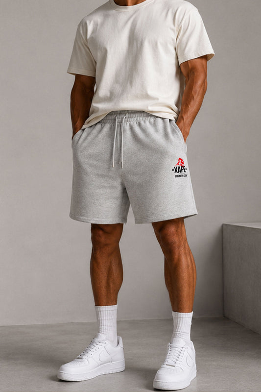 XAPE Strength Club Oversized Shorts - Ash Grey