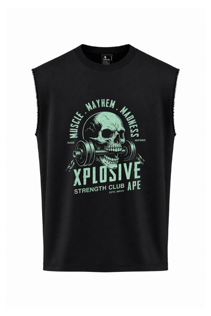 XAPE Skulled & Stacked Oversized Vest - Black