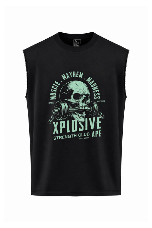 XAPE Skulled & Stacked Oversized Vest - Black