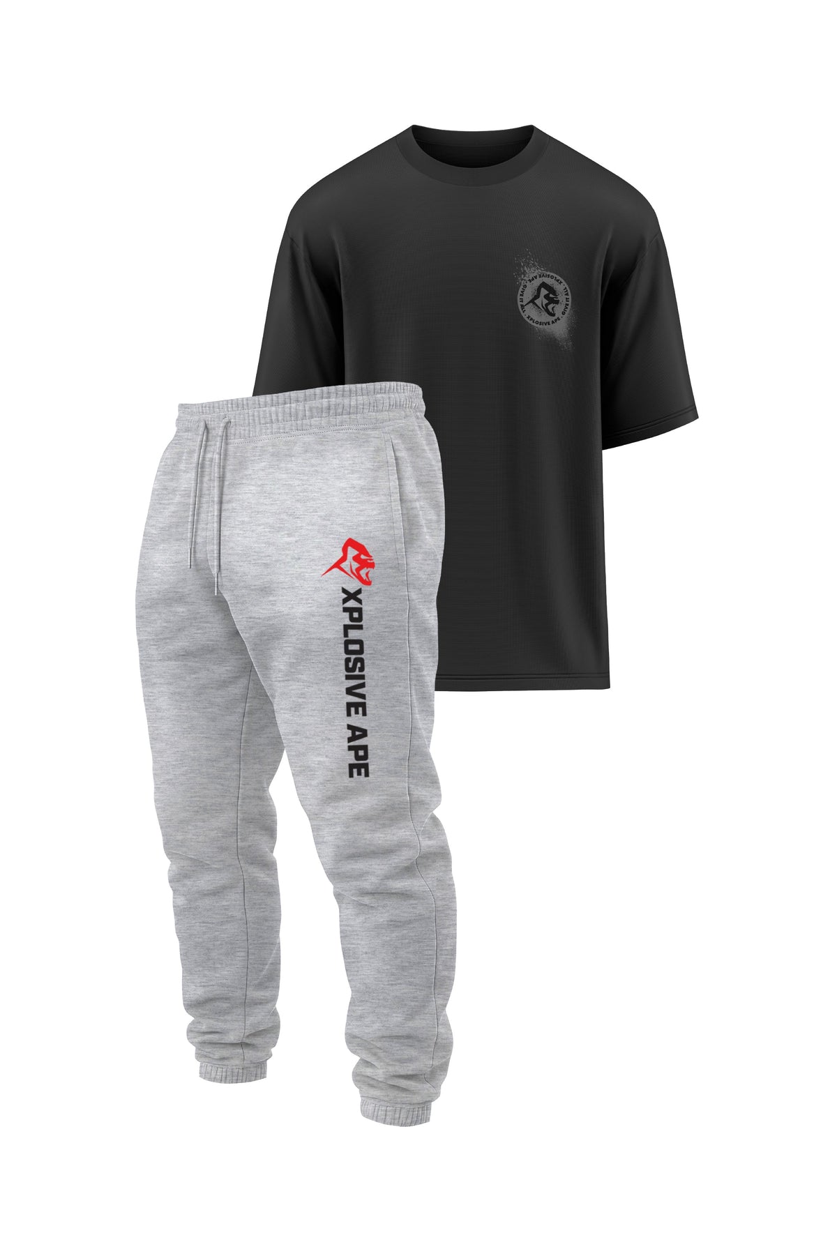 XAPE Volume Four Oversized Tee & Originals Joggers Combo - Black/Sports Grey