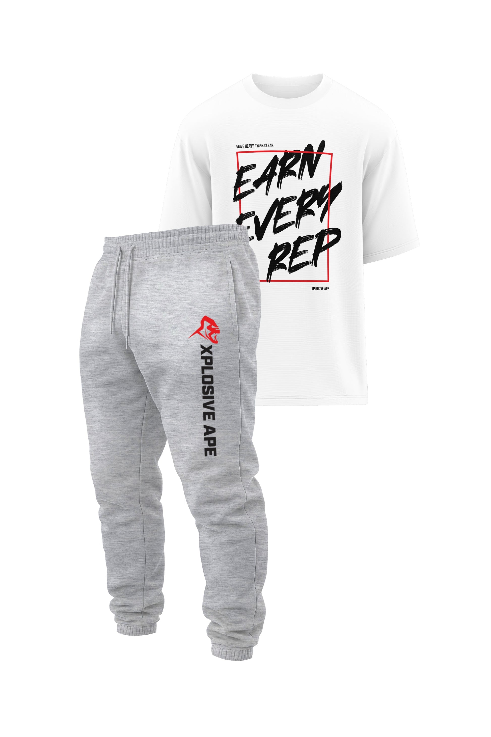 XAPE Weight Warp Oversized Tee & Originals Joggers - White/Sports Grey