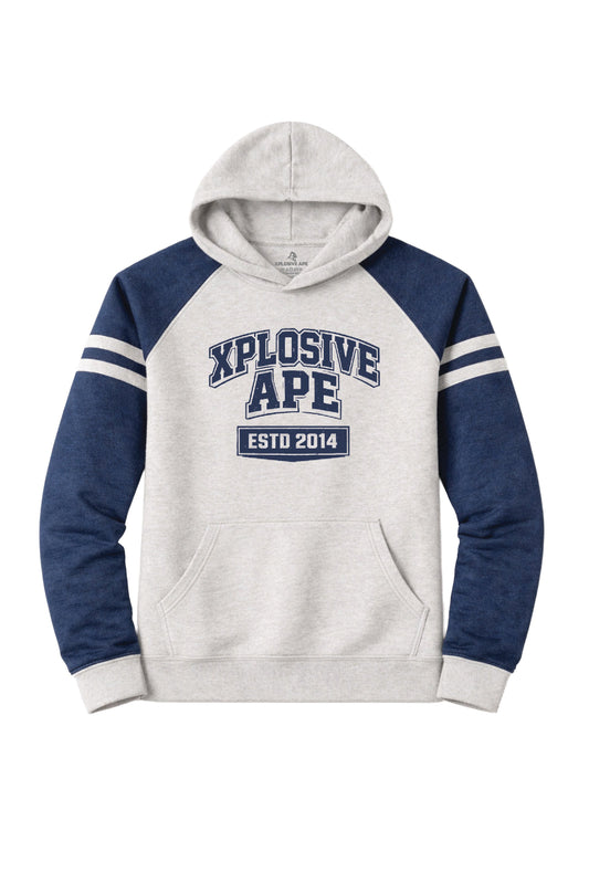 XAPE Classic Block Raglan Hoodie - Oatmeal Heather/Indigo