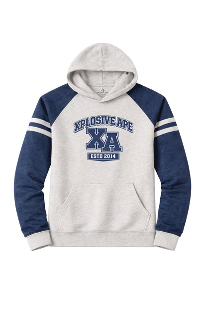 XAPE Monogram Raglan Hoodie - Oatmeal Heather/Indigo