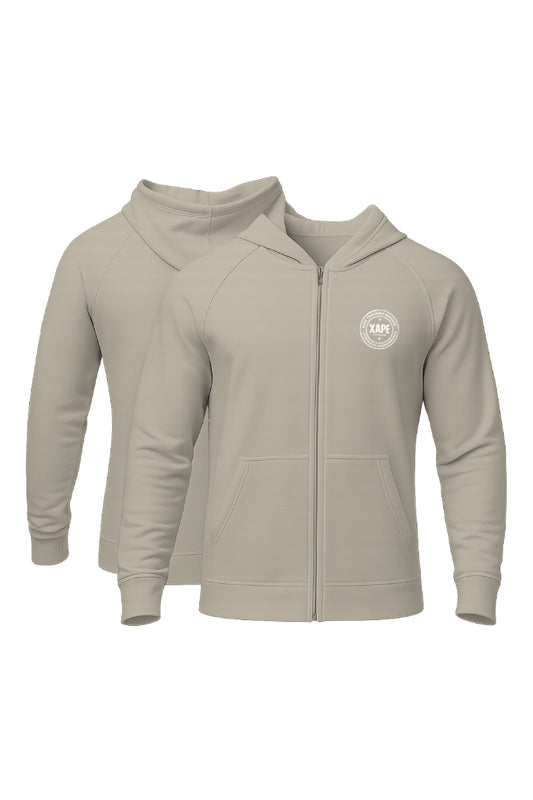 XAPE Classic Badge Logo Oversized Zip Hoodie - Stone